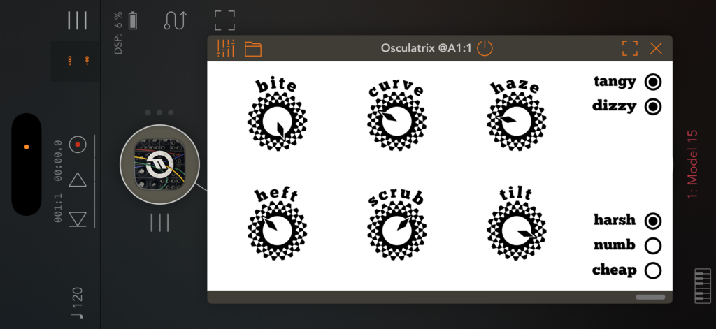 Screenshot of new audio effect app Osculatrix running inside AUM on iPhone.